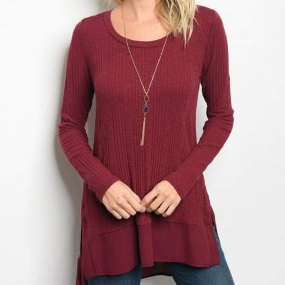 Long Sleeve Rib Knit Top